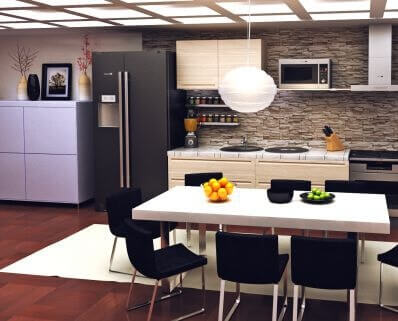 3D visualization of the interior of the kitchen