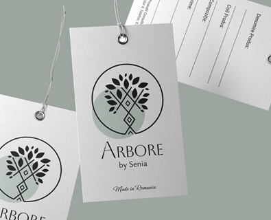Development of a logo and a series of labels for the company Arbore by Senia