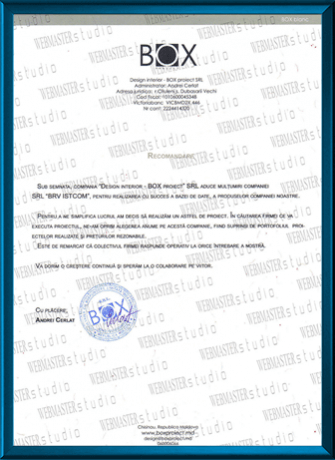  «Design interior BOX Proiect » SRL