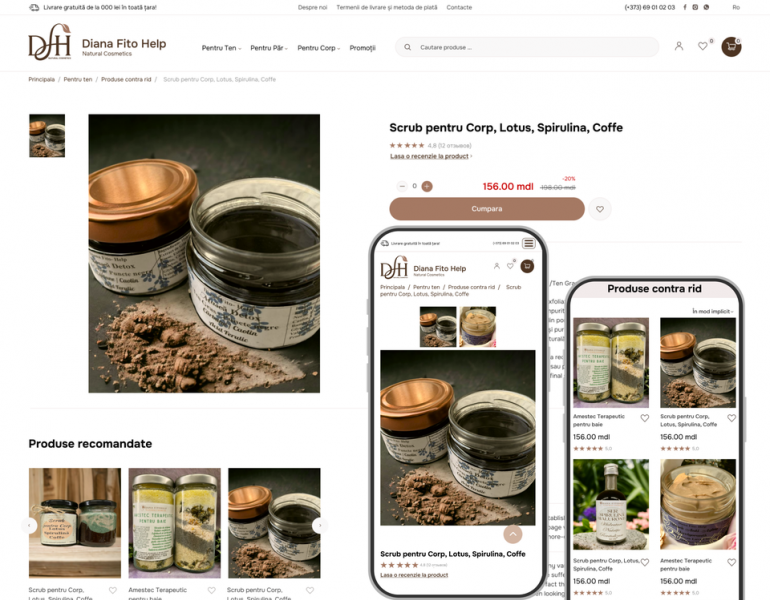 Создание сайта для магазина Diana Fito Help