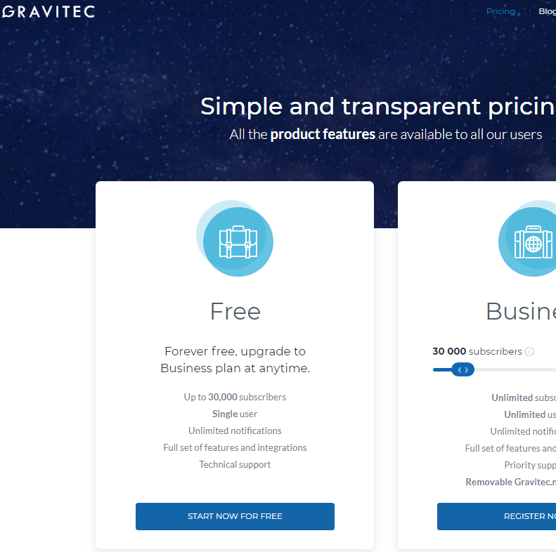 Services for setting up and sending push notifications