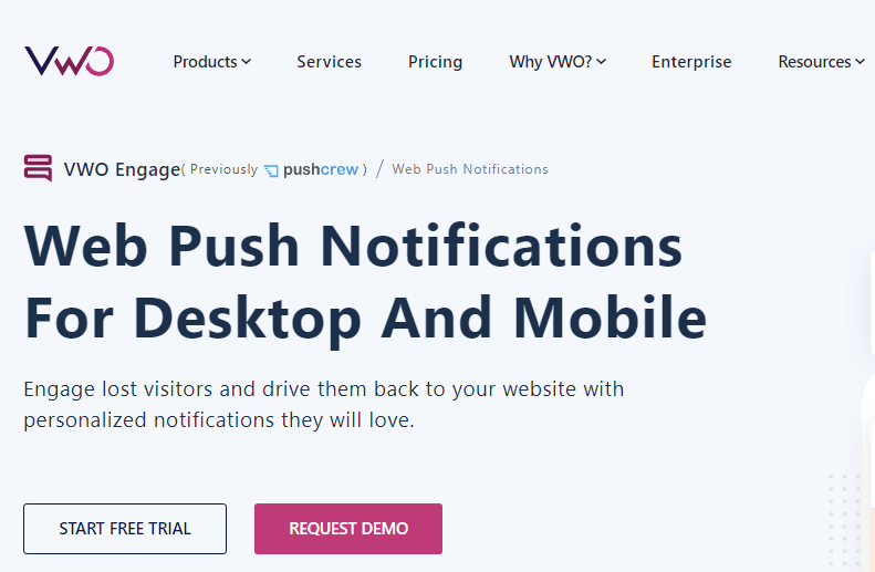 Services for setting up and sending push notifications