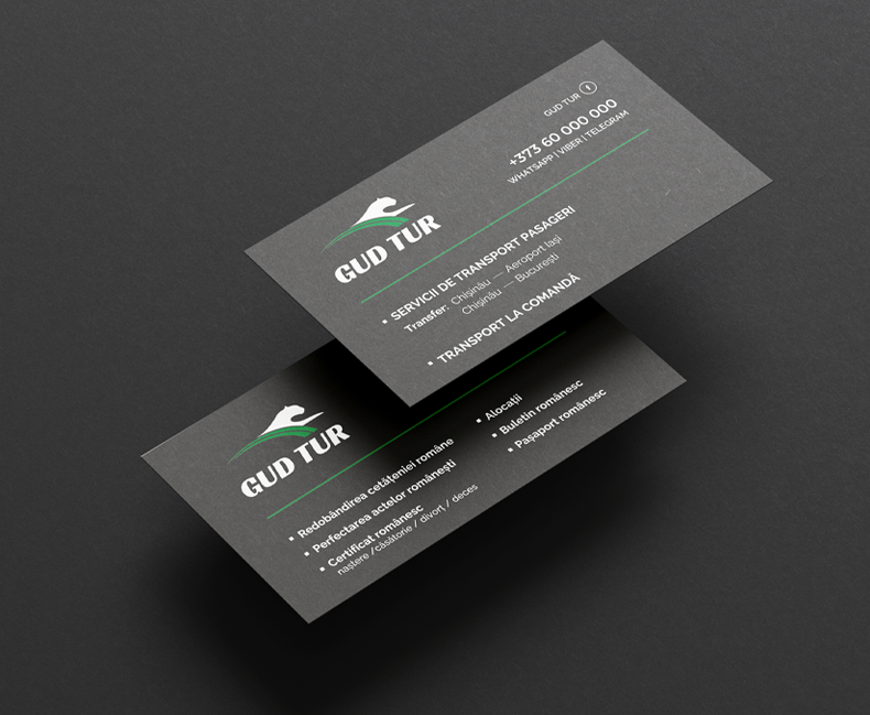 Создание логотипа и дизайна визитной карты Gud Turдля компании Gud Tur