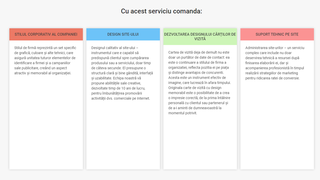 The main thematic blocks of the commercial proposal