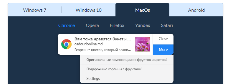 Types of push notifications